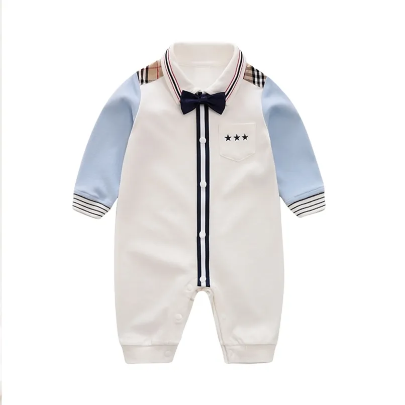 Yierying Baby Casual Romper Boy Gentleman Style Onesie för höst Jumpsuit 100% Bomull 211011