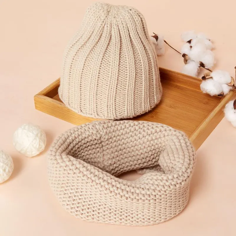 Casquettes chapeaux hiver filles garçons chapeau écharpe ensemble vêtements pour né bavoir bébé enfants crochet aiguille mitaines accessoires enfants chaud doux