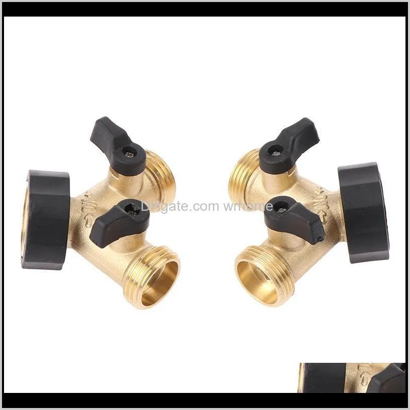 1pcs brass female 2 way tap water splitter garden y quick connector irrigation valve hose pipe adapter watering equipments