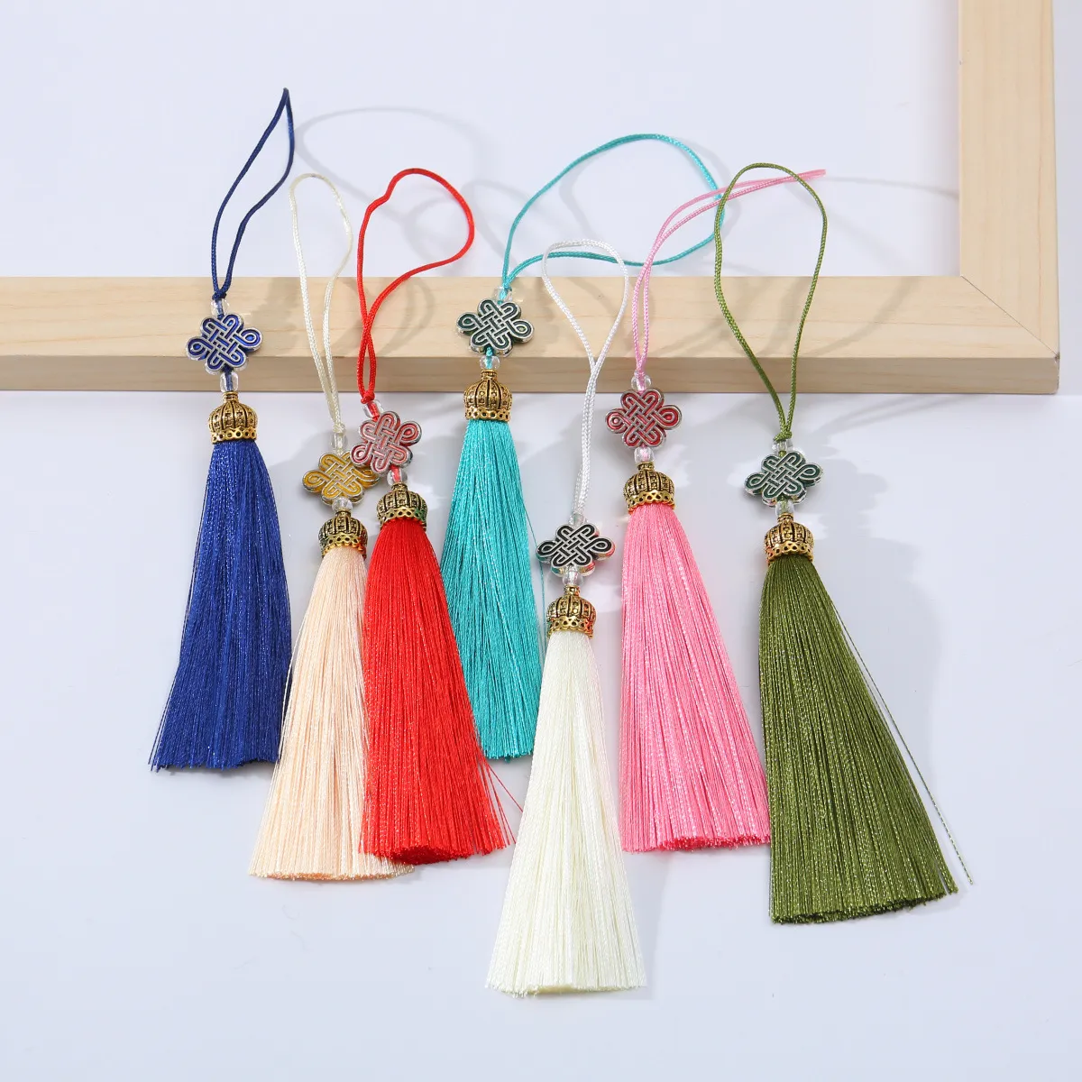 Lot 20pcs Components 8cm cloisonne Chinese knot ice silk tassels Charms for jewelry earrings curtains bookmarks Clothing