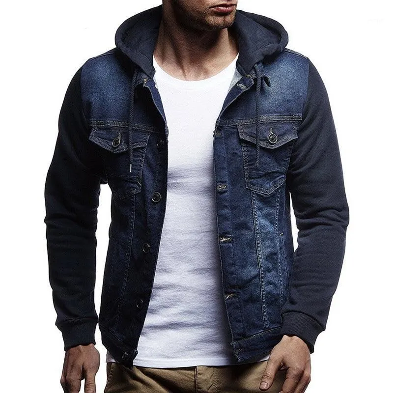 Marca 2021 Hombres Jeans Chaquetas para Masculina Moda de alta calidad Classic Solid Ropa con capucha Abrigo de invierno de otoño