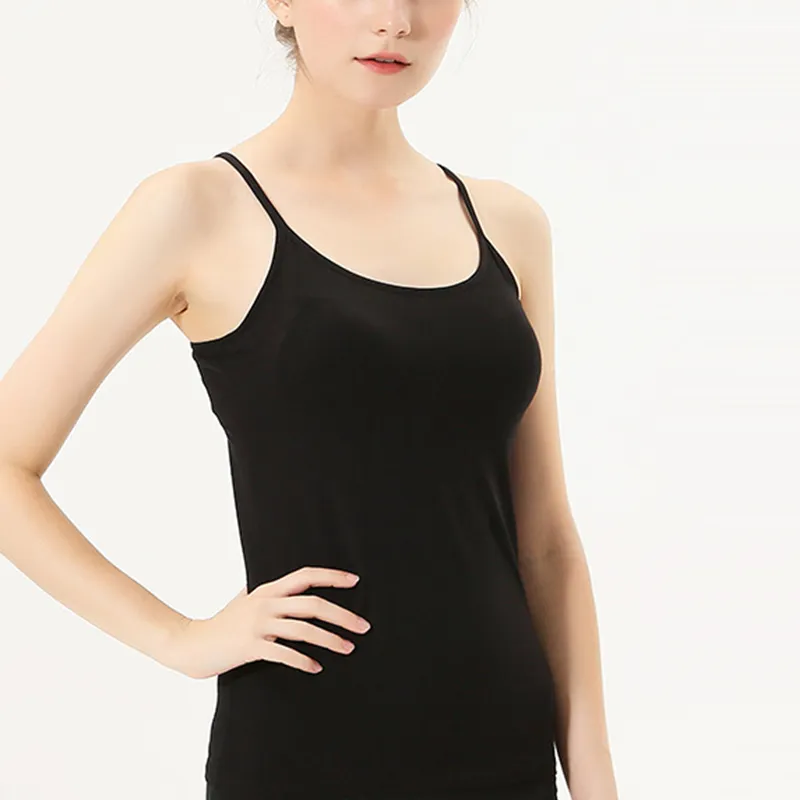 Women Tank Top Built In Bra Padded Stretchable Modal Push Up Tops