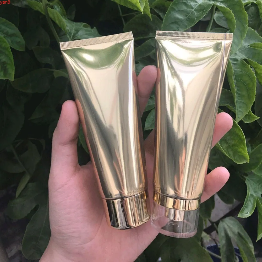 300pcs 100m 100g Gold bronzing anodized Aluminum Plastic Hose Soft Tube Empty Cosmetic bottle For Cream Lotion Facial Cleansergood qualty