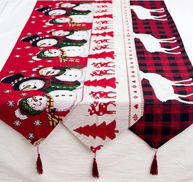 La decorazione natalizia fornisce runner da tavolo in canapa di cotone tovaglia creativa per tavolini da caffè in stile europeo