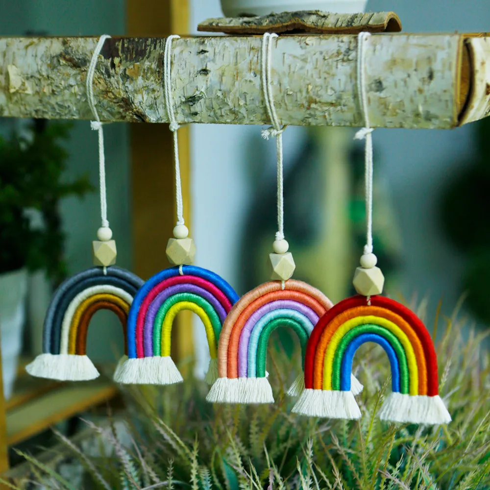 Lavoro manuale Corda di cotone intrecciata Arcobaleno Hang Car Garden Home Decor