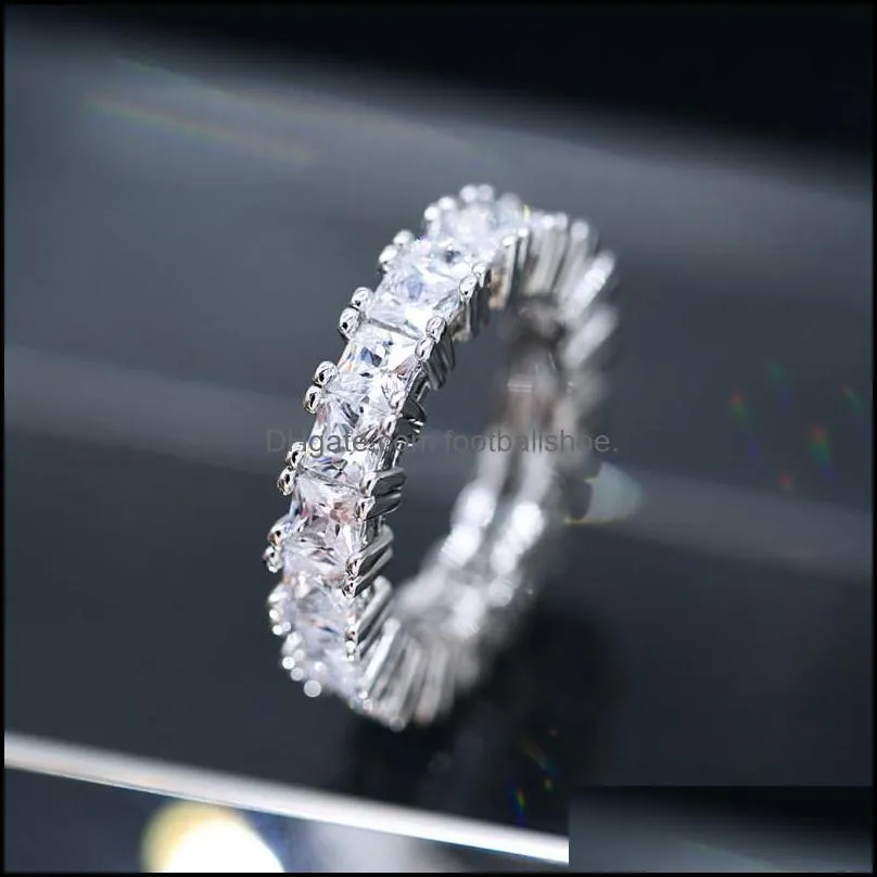 New White Gold Plated Clear CZ Zircon Rings For Women Girls Gifts Shining Crystal Wedding Engagement Ring
