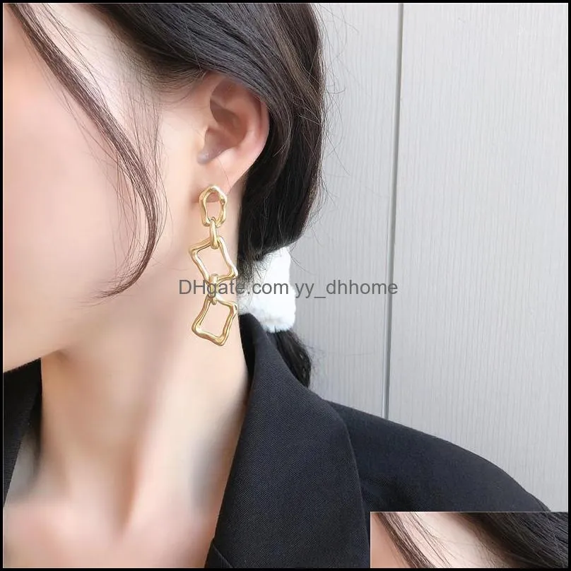 Dangle Jewelrydangle & Chandelier Fashion Boho Irregar Long Chain Earrings For Women Gold Square Link Earring Gift Jewelry1 Drop Delivery 20