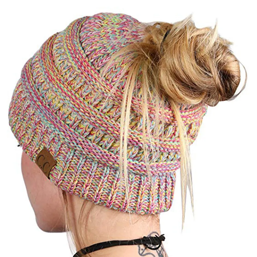 Vendita all'ingrosso Autunno Inverno Donne colorate Cappelli di lana lavorati a maglia Antivento Elastico Morbido Addensare Cappello caldo Berretti a maglia Berretto a sfera DH0630 T03