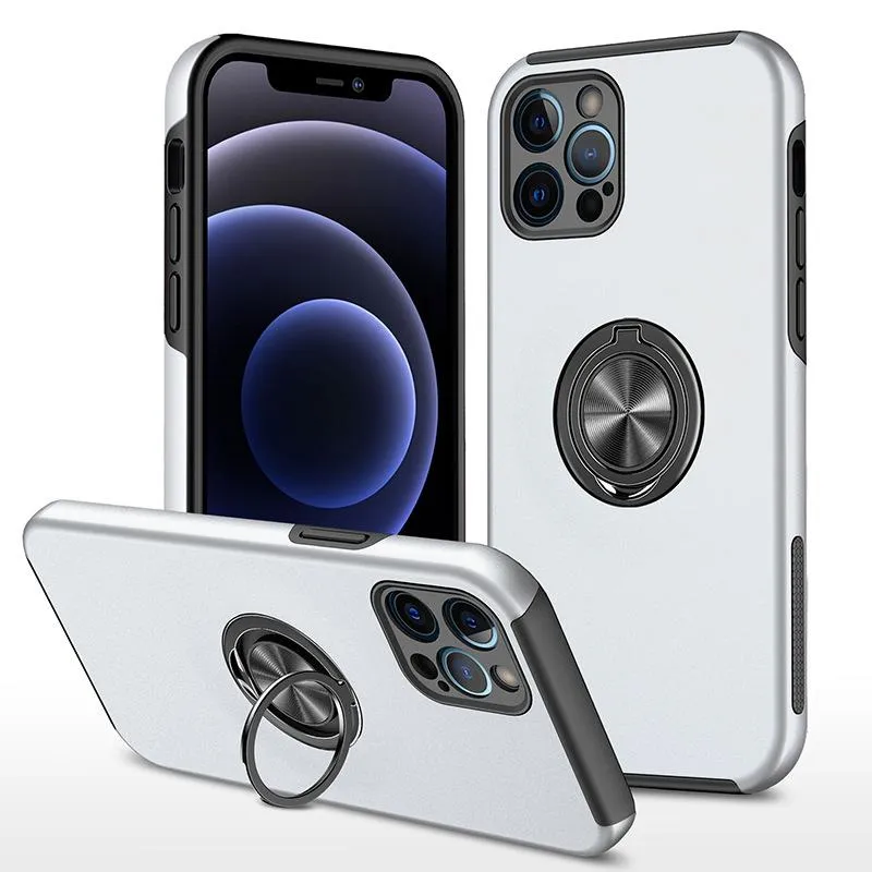 Glossing PC Ring Stand Phone Cases for iPhone 12 11 Pro Max XS XR X 6 7 8 Plus Samsung A12 A32 A52 A72 A82 A02S A02 A21S A22 4G 5G magnetic car holder kickstand Shockproof case