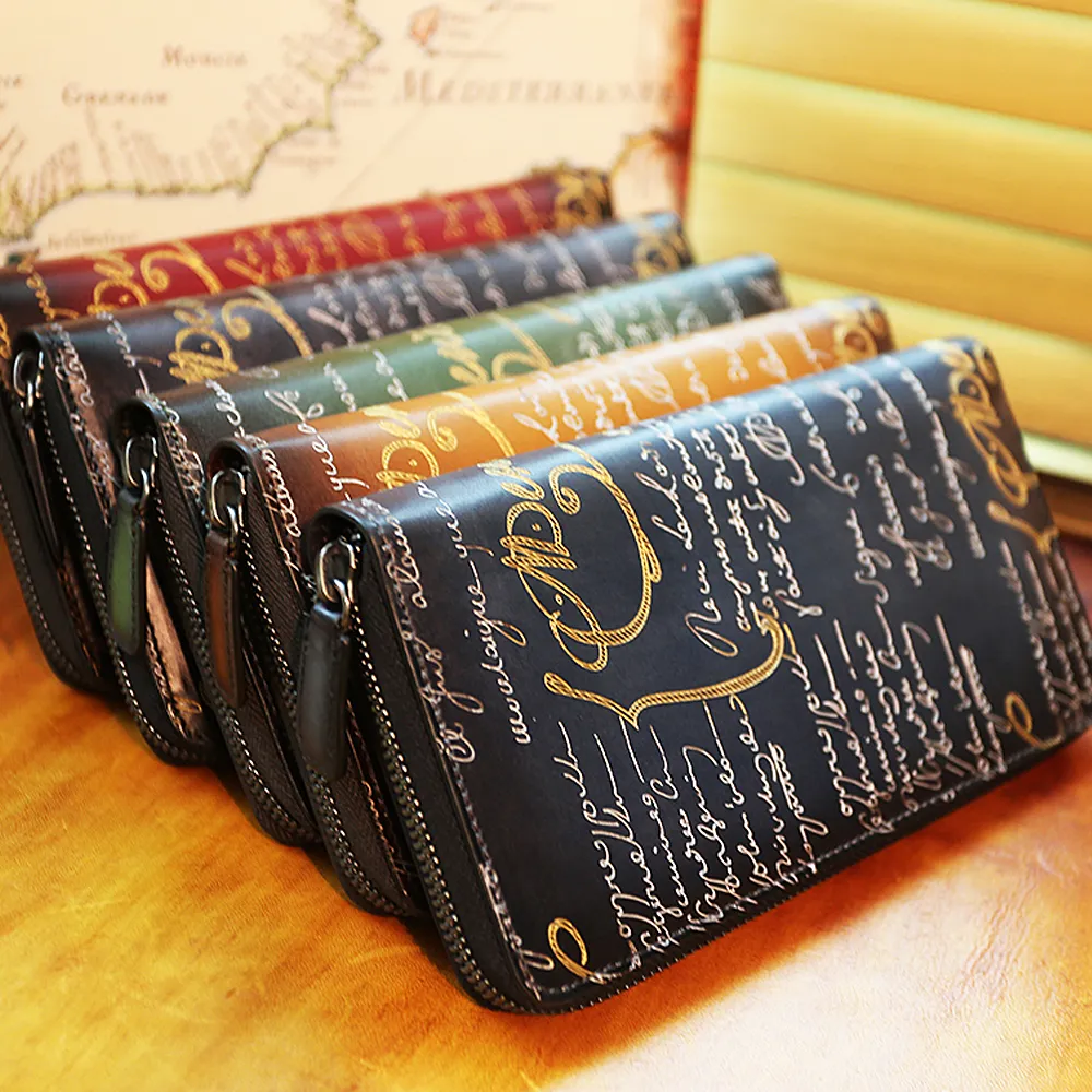 Wallets Custom Purse Itauba Scritto Leather Long Zipped Wallet