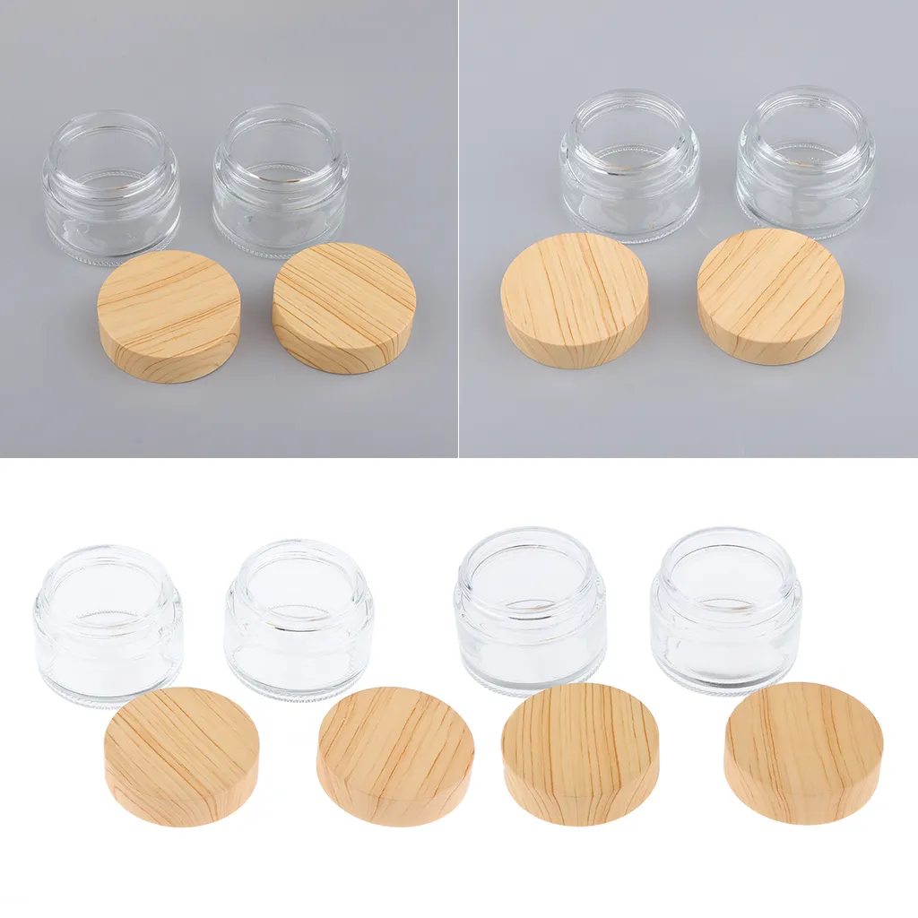 4pcs Round Glass Empty Jars Pot with White Inner Liners & Lids, Prefect for Cosmetics Face Cream Lotion Container, 30g and 50g