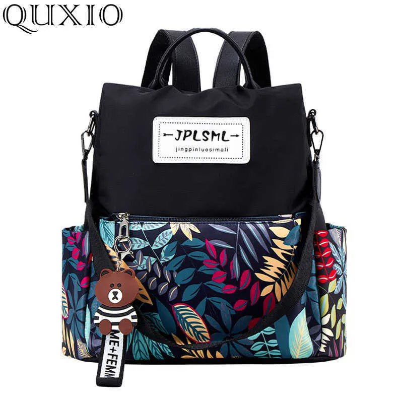 Multifunction Backpack Women Waterproof Oxford Bags Female Anti Theft Back pack Schoolbag Girls Floral Printed Travel Backbag X0529