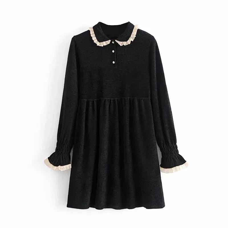 Chenille Mini Dress With Lace Trim Long Sleeve... From Cong03, $25.25 In  Bulk