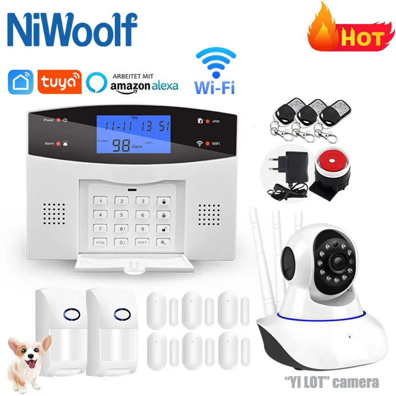 Tuya Smart WiFi GSM Home Security Burglar System Bezprzewodowy Detektor Przewodowy Zestawy alarmowe Support Alexa Google