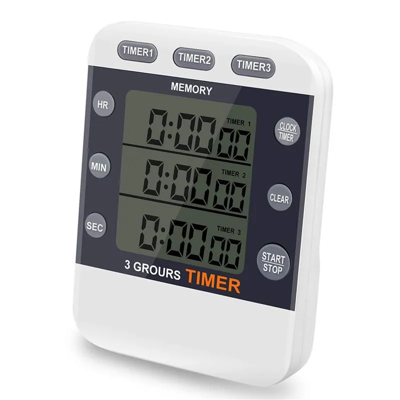 Timers Timer digital 99 horas TripleCount Down/Up Clock Cozinha cozinhando com um grande suporte de ímã de alarme LCD LCD