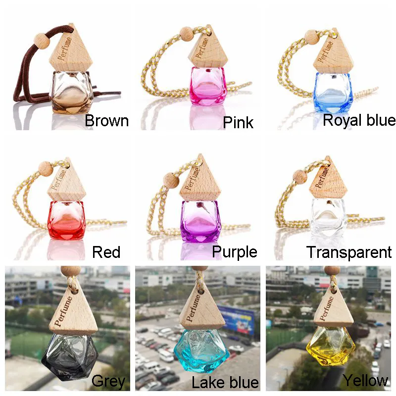 Car Perfume Bottle Pendant  Oil Diffuser Bag Clothes Ornaments Air Freshener Pendant Empty Glass Bottle Perfume BH1908 ZX