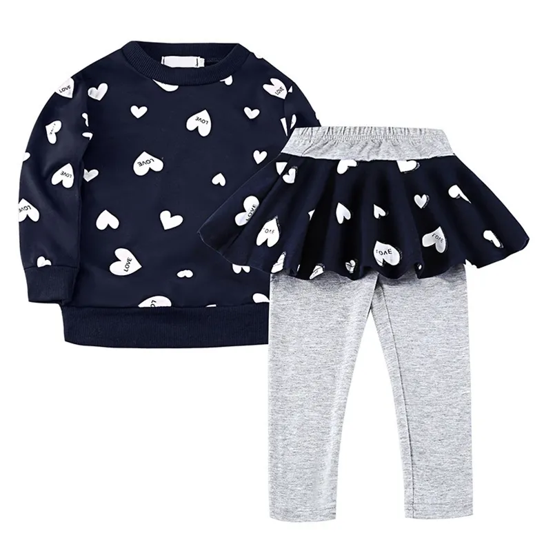 Baby Girls Casual Fashion Vêtements Ensembles 2PCS Sweat-shirts à manches longues et pantalons patchwork Vêtements d'automne 210429