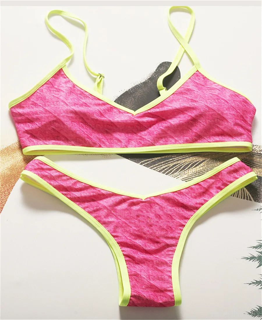 Swim Wear  Swimsuit Bikini Set Women Two-piece Swimwear With Pads Bathing Suits Small Letter Sexy Candy Color232U