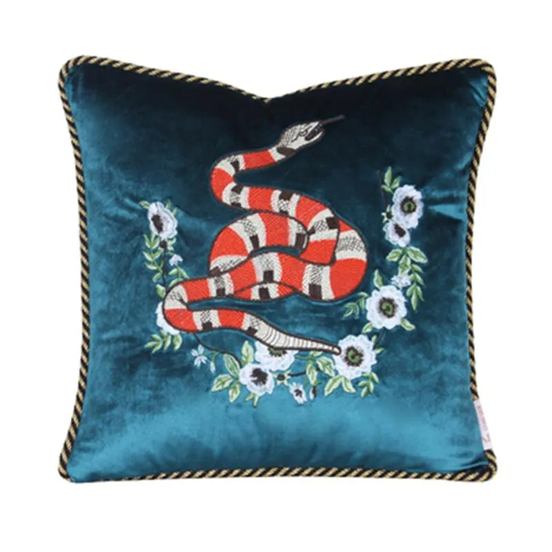 Luxurious designer animal Cushion Decorative Pillow case exquisite embroidery velvet material cover Cat head and snake pattern etc.