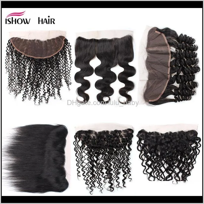 Brasilianska Malaysiska Peruvian Indian 24inch 13 x 4 Lace Frontal Body Loose Deep Water Rak Hår Q4sfi Top Stänger F9ews