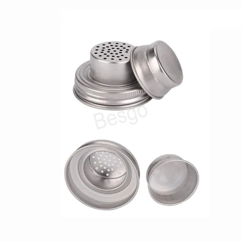 Mason Jar Shaker 뚜껑 스테인레스 스틸 커버 74mm Caliber Shakers 뚜껑 방지 진정 마시는 바 칵테일 공구 용품 BH5904 WLY