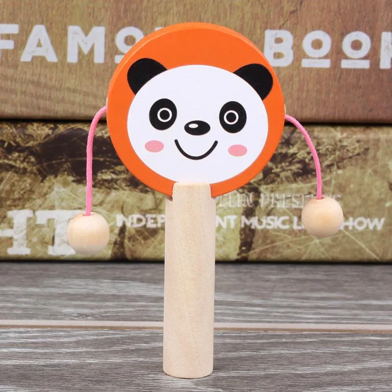 Orange Panda Children's Wooden Toys Rattles Baby Chinese Traditional Musical Instruments Educational