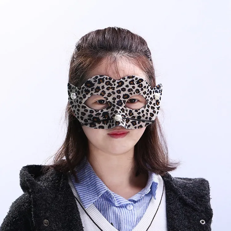 Party Masks 2021PVC Leopard Mask Make Up Dance Halloween Mask Dekorera 4 Färg T2i52347 / LJJ
