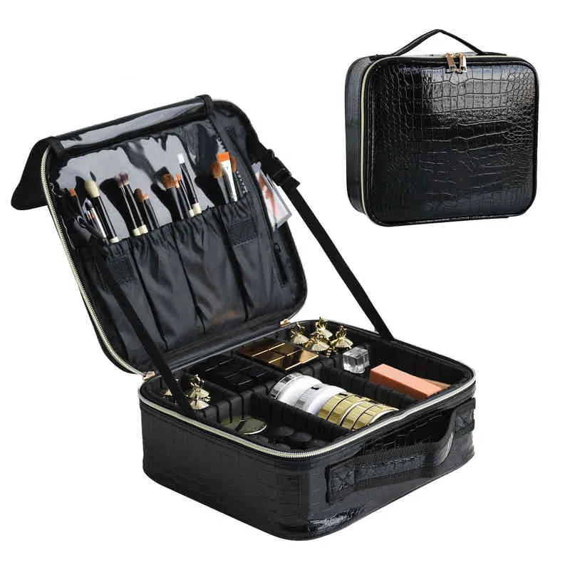 NXY Cosmetic Väskor Ny mönsterpåse med fack Stor kapacitet Travel Makeup Case for Women 220303