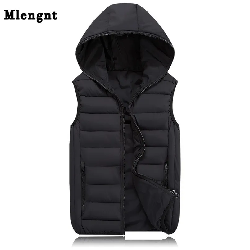 Printemps automne sans manches veste pour hommes mode chaud à capuche mâle hiver gilet léger grande taille hommes travail gilets gilet 210925