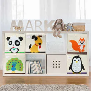 Foldable Toy Storage Bins Square Cartoon Animal Storage Box