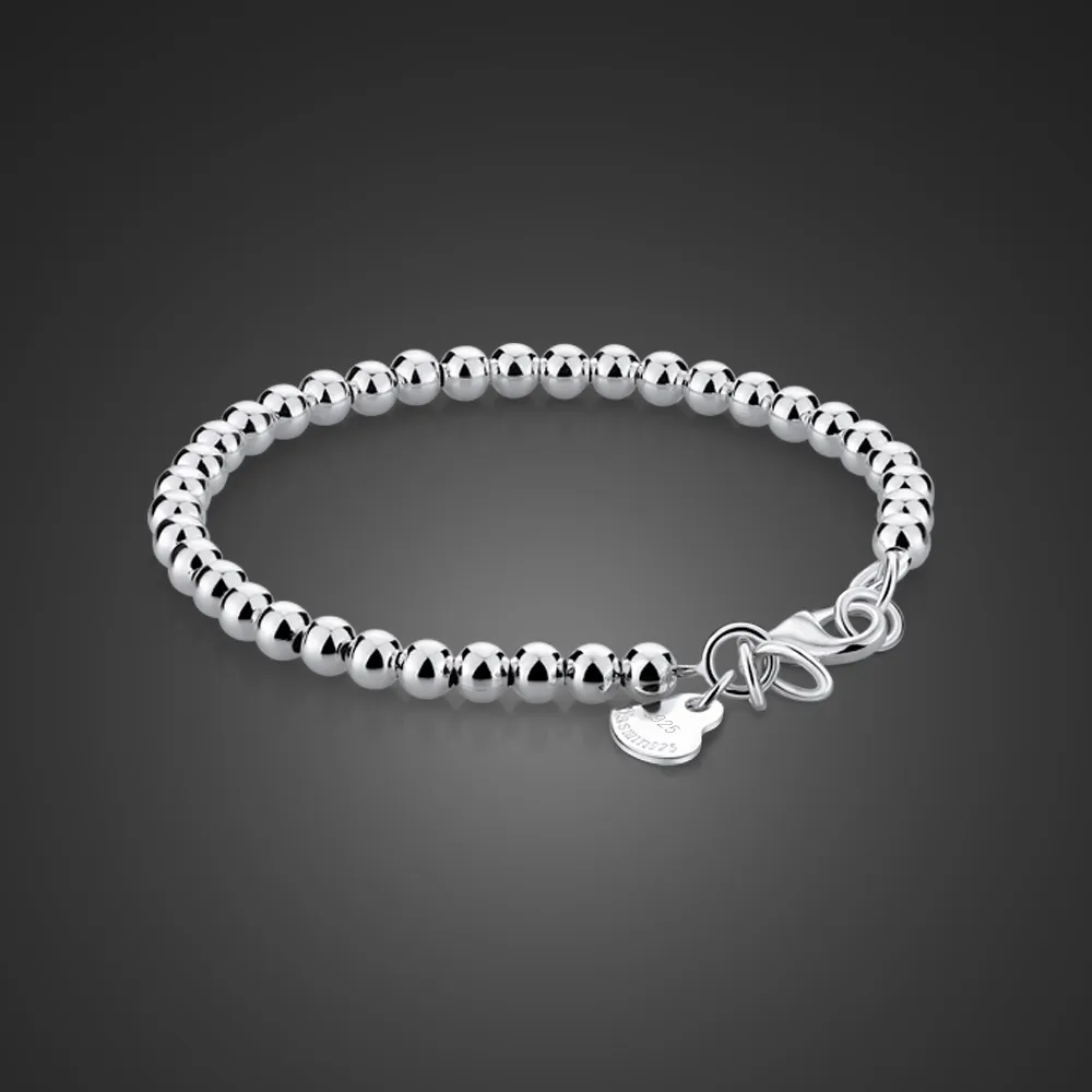 Genuino semplice 100% 925 perline sterling per donna argento massiccio ragazza bambini braccialetto gioielli genitore-figlio