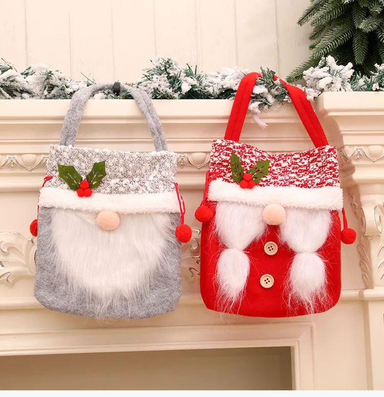 Drawstring Christmas Faceless Doll Gift Storage Cinch Bag Handmade Candies  Candy Bags