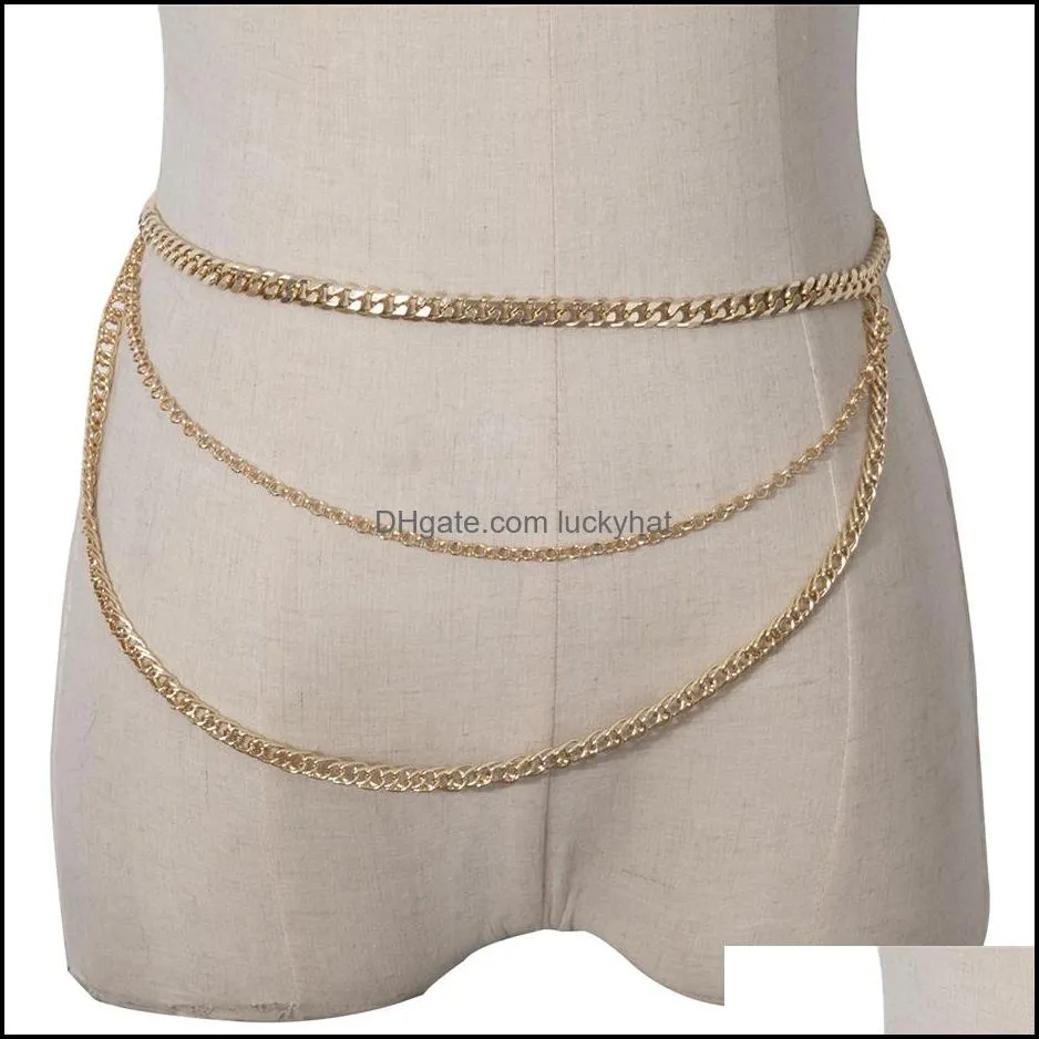 Fashion Popular Punk Belly Chain Dress Jeans Sexy Simple Multi-layer Double Buckle for Women Men Tassel Waist Chain Body Jewelry