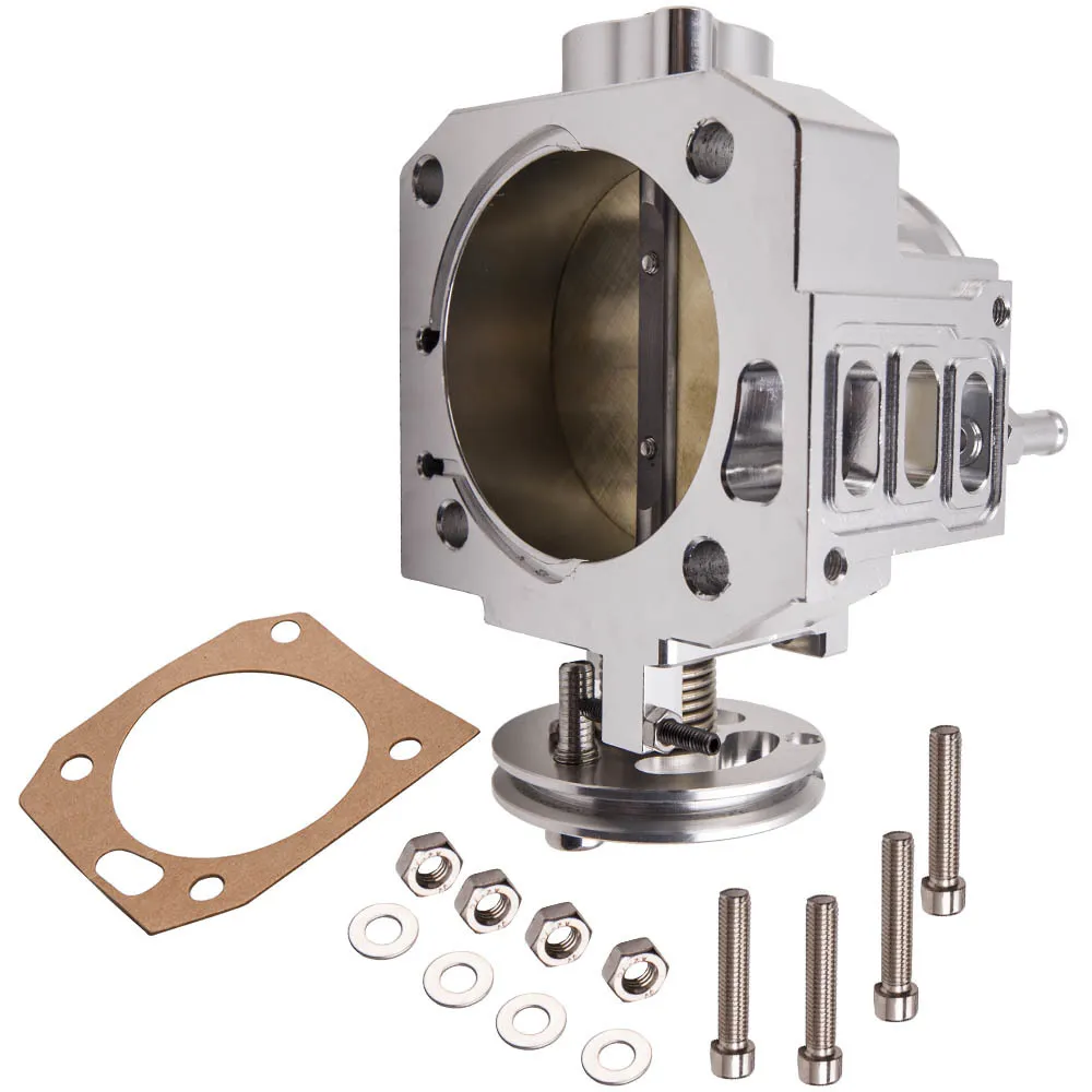 Silver 70mm Engine Motor Intake Manifold 76mm Throttle Body For Acura