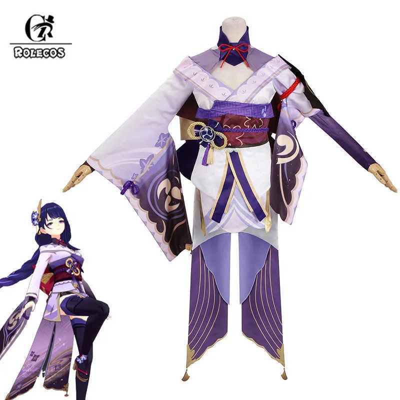 Rolecos Genshin Impact Baal Cosplay Costume Game Raiden Shogun Halloween Cosplay Costume for WomenユニフォームドレスフルセットY0903