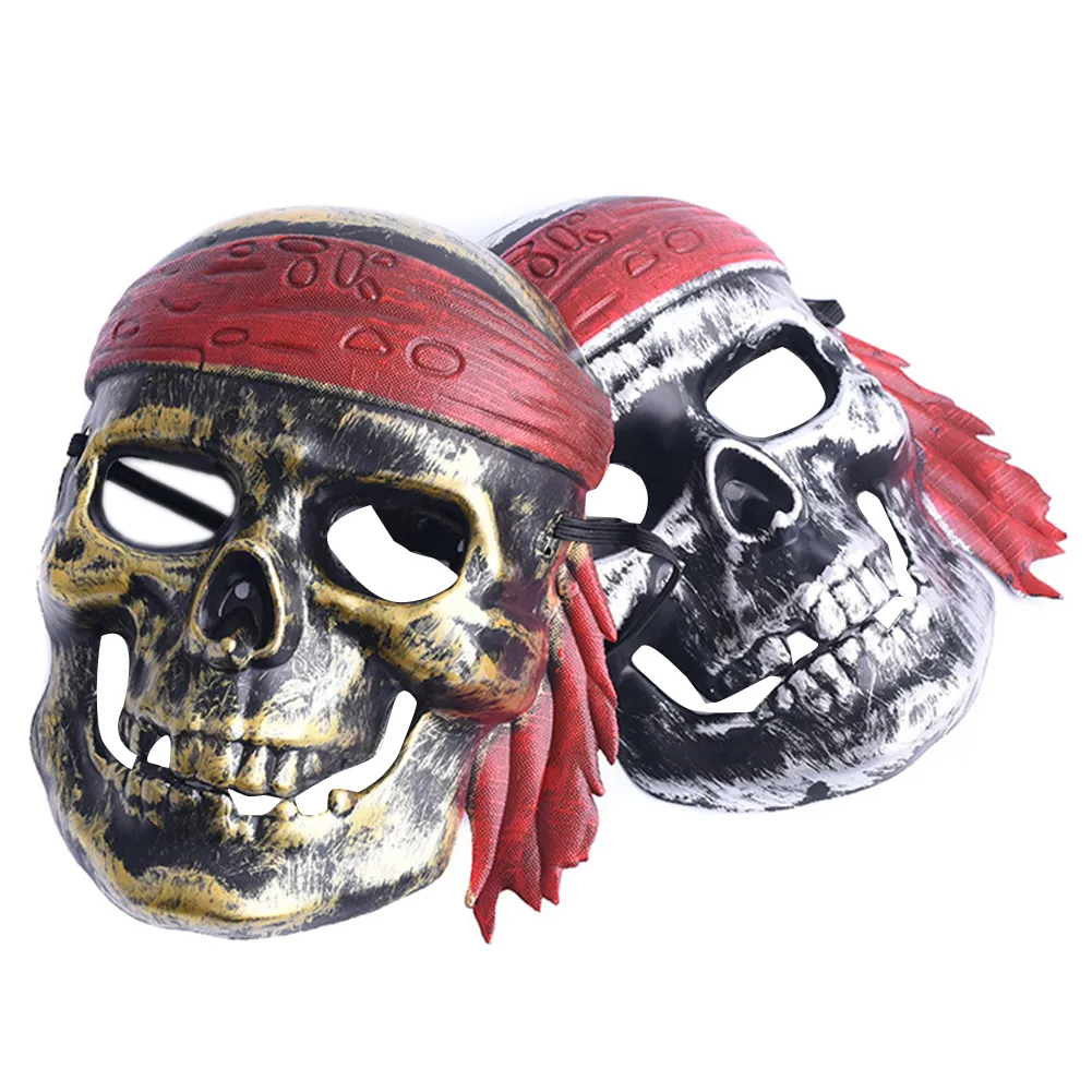 Divertente Halloween Skull Head Mask Unisex Retro Style Halloween Bar Masquerade Decoration Puntelli Spaventoso Pirate Party Mask