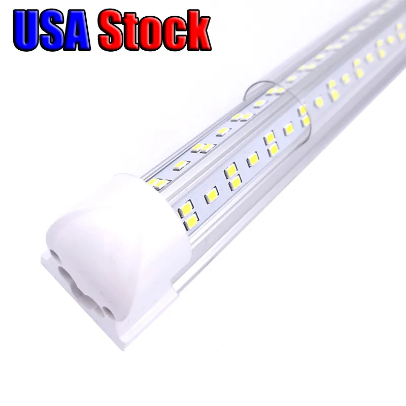 25PCS LEDs Tube Light, 8FT 100W, Double Side V Shape Integrated Bulb Lamp, Works without T8 Ballast, Plug and Play,Clear Lens Cover, 6000k