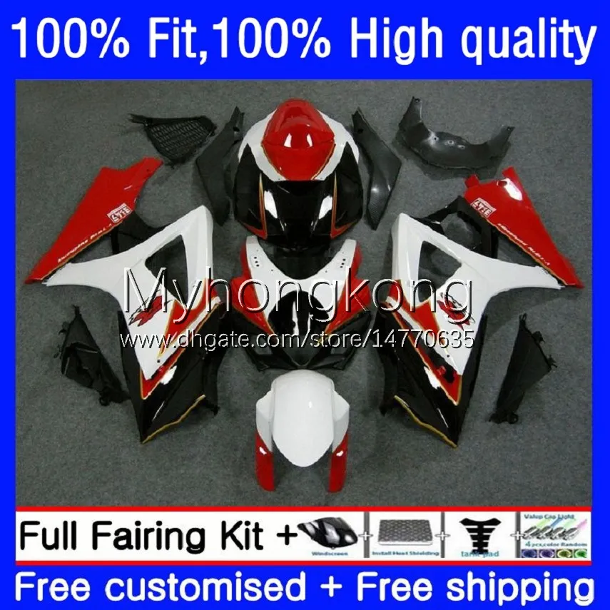 Wtryskiwacze Formy WŁOSKI DO SUZUKI GSXR 1000 CC 1000CC 2007-2008 Bodys 27NO.31 Czerwony Biały BLK GSX-R1000 GSXR1000 K7 07 08 GSXR-1000 GSXR1000CC 2008 2008 OEM Nadwozie