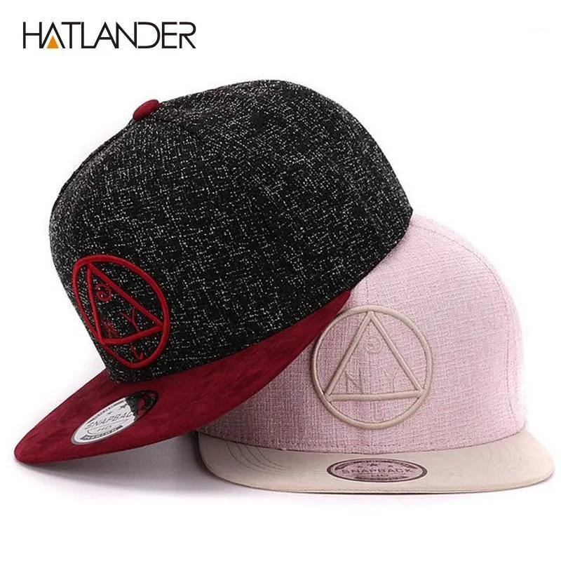 Ball Caps Quality Snapback Cap NY Round Triangle Embroidery Brand Flat Brim Baseball Youth Hip Hip and Hat for Boys Girls