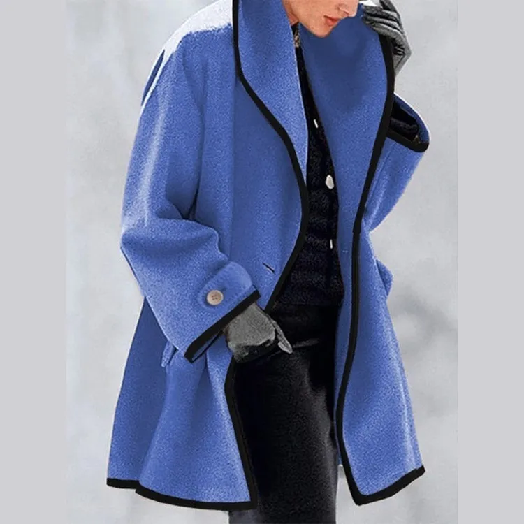 코트 Womens 모직 모직 혼합 모직 스웨터 스웨터 겨울 코트 여성 넓은 겉옷 포켓 재킷 대형 트렌치 패션 디자인 소녀 양털 캐주얼 재킷 탑