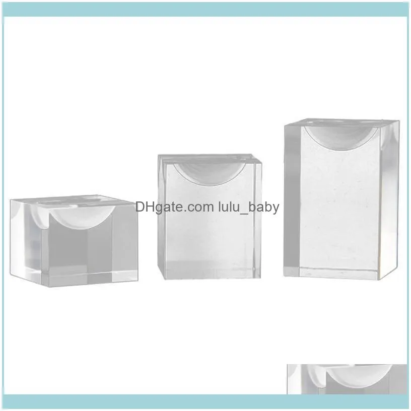 Jewelry Pouches, Bags Solid Acrylic Finger Ring Display Slot Stand Holder Jewellery Showcase Countertop