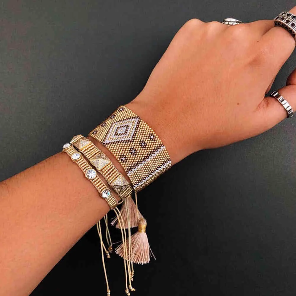 BLUESTAR – Bracelets en œil turc MIYUKI, Micro pavé de Zircon, bijoux faits à la main en perles de cristal, 2021