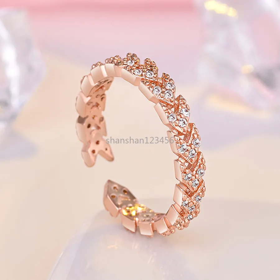 Anelli aperti in oro rosa con anello a freccia regolabile con diamante a fascia per gioielli moda donna Will e Sandy