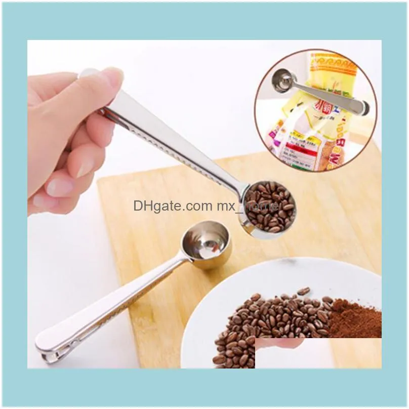 Flatware Kitchen, Dining Bar Home & Gardenstainless Steel Coffee Multifunction Spoon Sugar Scoop Clip Bag Seal Measuring Clamp Spoons Portab