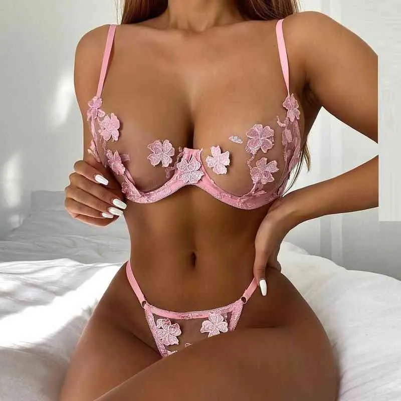TRANSPARENT LINGERIE EMBROIDERED Lingerie Floral Nude Sexy Women Lingerie  Set Modern See Through Lingerie Gift for Lover -  Canada