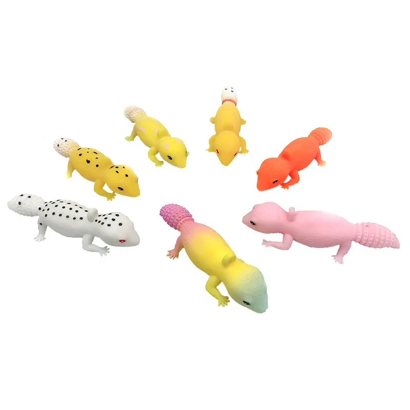 Леопардовый гекконщик сжимает эластичные игрушки Charm TPR мультфильм Squishy Lizard AntiStress Детские игрушки красочные смешные сжать Новинка GAG подарки