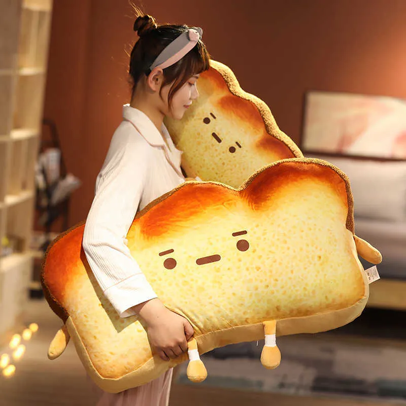 Giant Emoticon Toast Bread Bed Cushion Stuffed Bread Cartoon Food