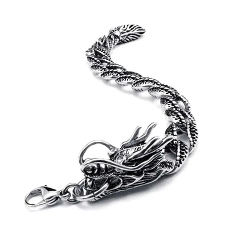 Link -keten Jade Angel Titanium roestvrijstalen Dragon Heren Bracelet Gothic Stylelink