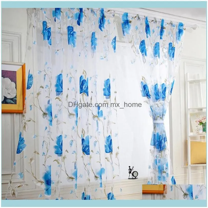 Curtain & Drapes Tulle Sheer Curtains Brilliant Flower Pattern Vines Leaves Door Window Drape Panel Scarf