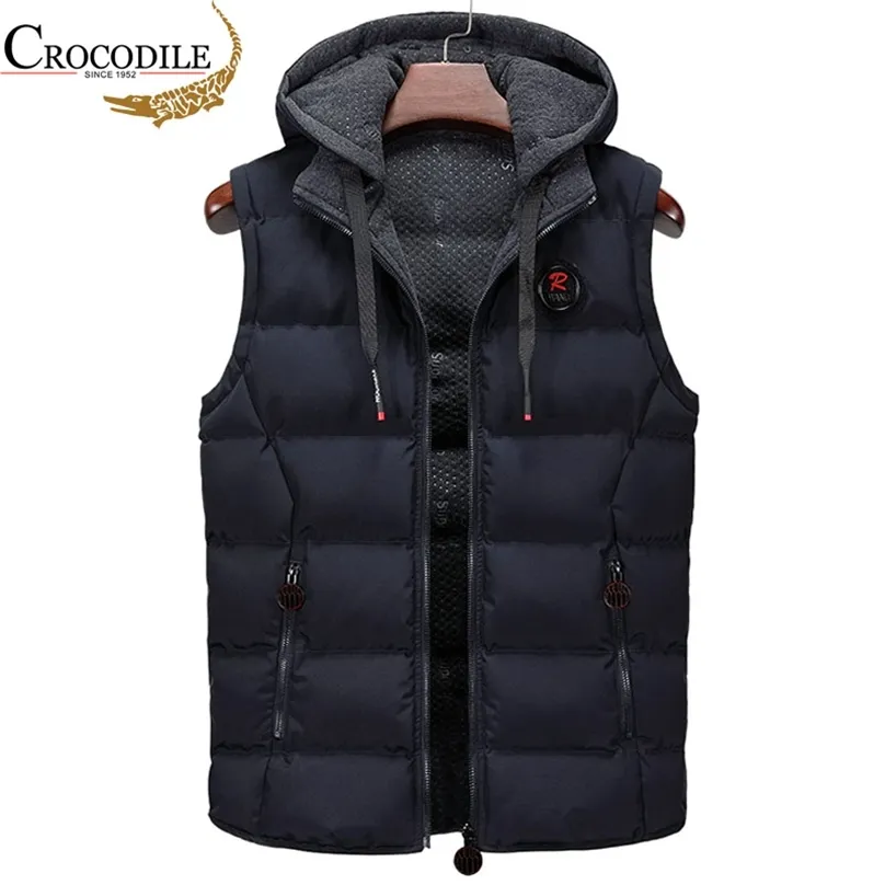 Marque Gilet Hommes Hiver Casual Vêtements d'extérieur Chaud Hood Veste Gilet Hommes Sans Manches Vestes imperméables Parkas Gilets Hommes 211111